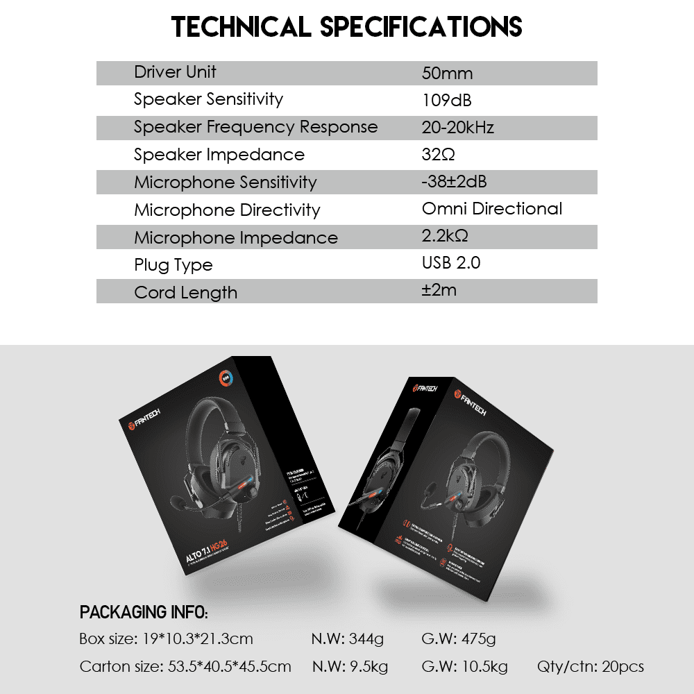 Slušalice Fantech HG26 Alto 7.1 Gaming crne RGB USB - Slika 6