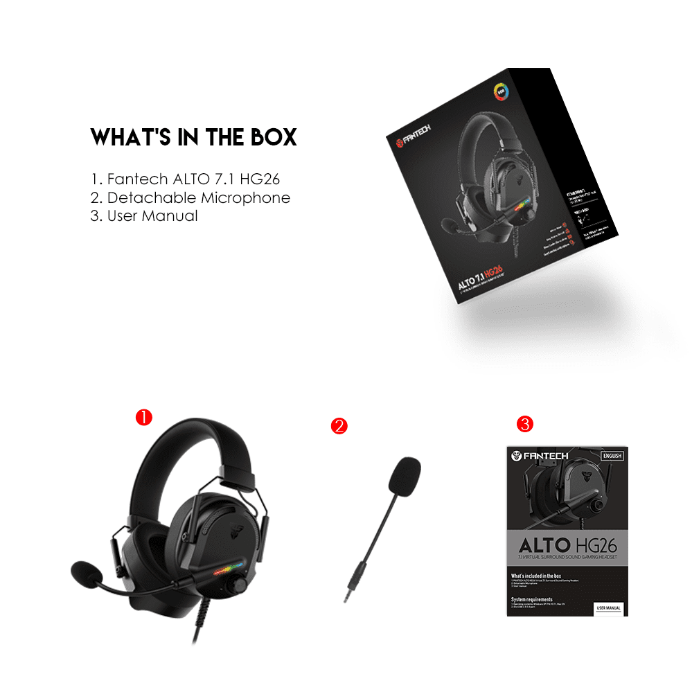 Slušalice Fantech HG26 Alto 7.1 Gaming crne RGB USB - Slika 7