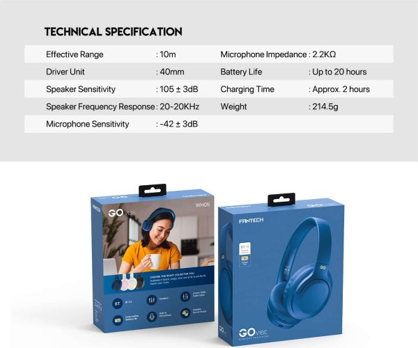 Slušalice Bluetooth FANTECH WH05 GO Vibe wireless plave - Image 14