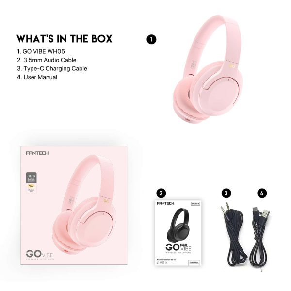 Slušalice Bluetooth FANTECH WH05 GO Vibe wireless roze - Image 14