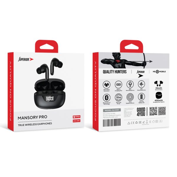 Slušalice Bluetooth Superior Mansory Pro ANC+ENC crne - Image 3