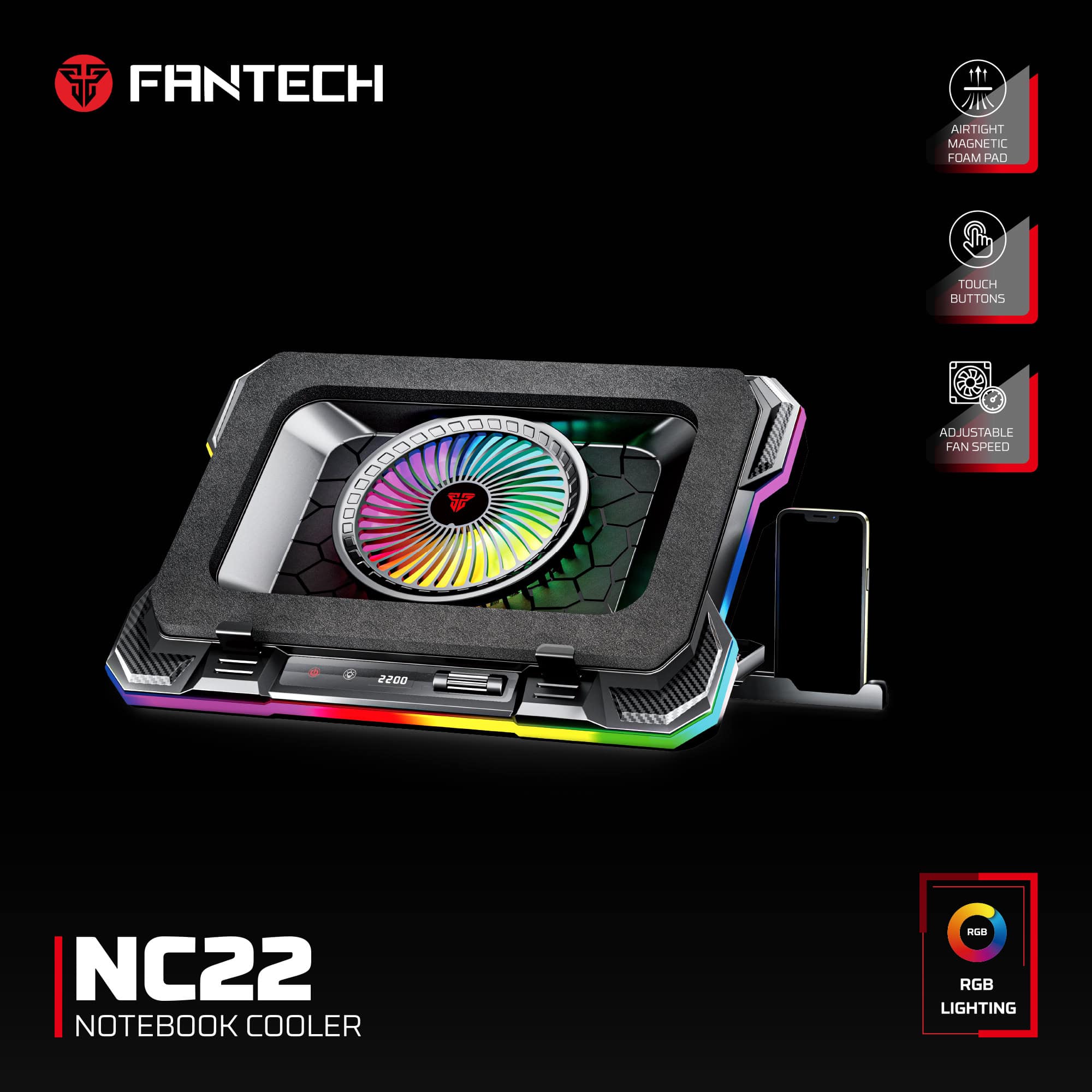 Laptop Cooler Fantech NC22 RGB - Image 16