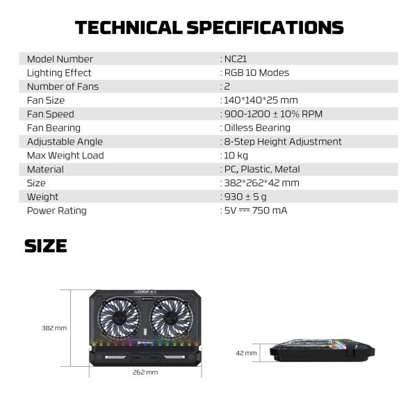 Laptop Cooler Fantech NC21 RGB - Image 8