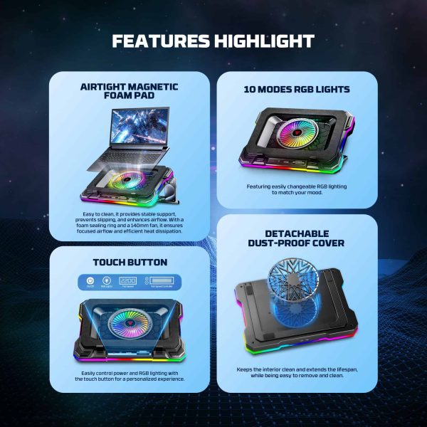 Laptop Cooler Fantech NC22 RGB - Image 12