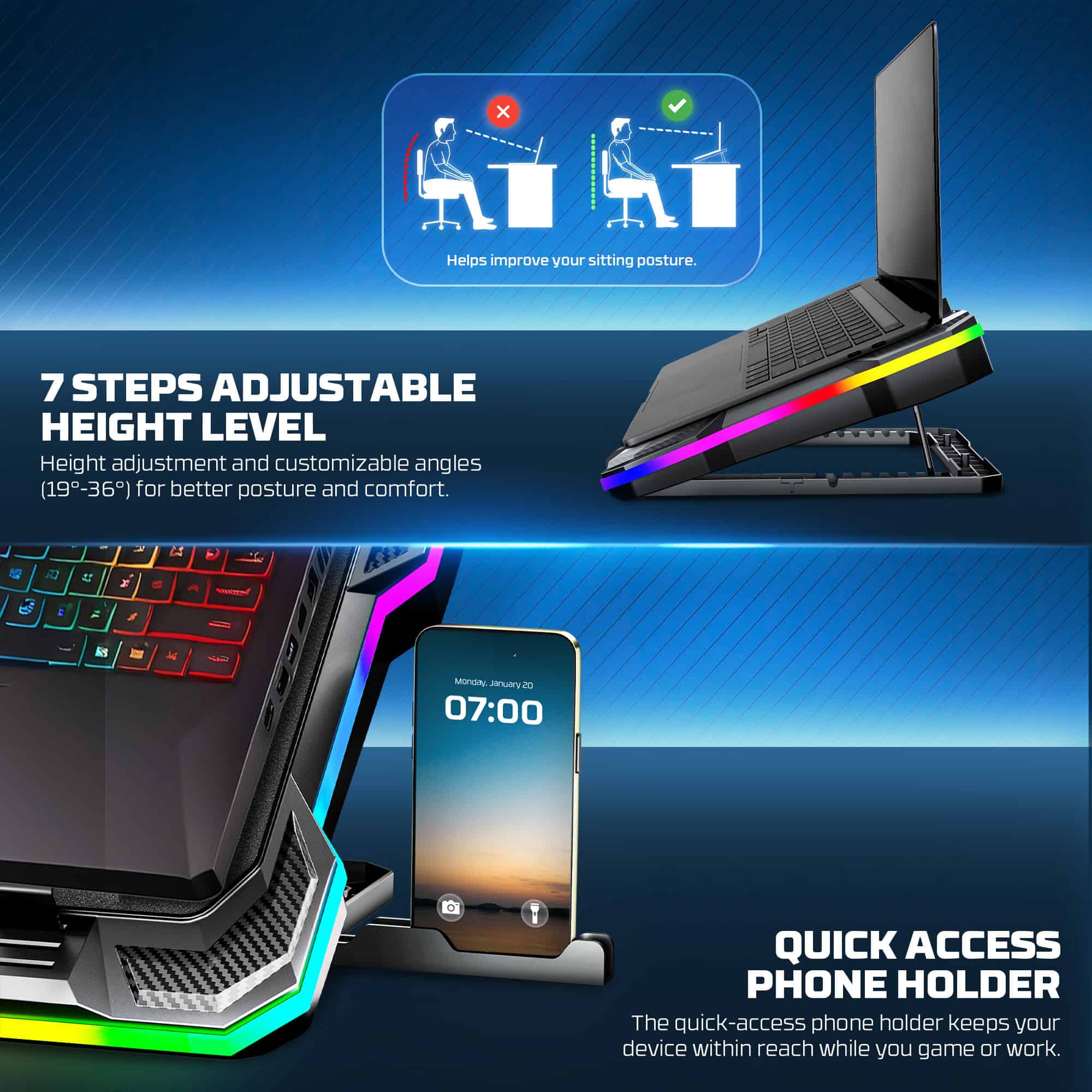 Laptop Cooler Fantech NC22 RGB - Image 14