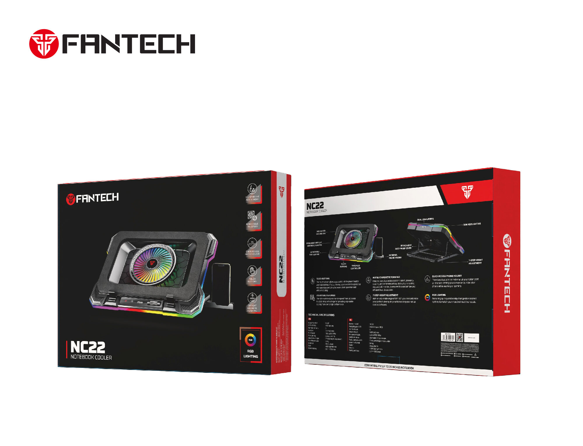 Laptop Cooler Fantech NC22 RGB - Image 6