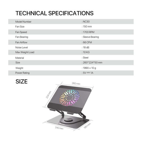 Laptop Cooler Fantech NC30 RGB - Image 13