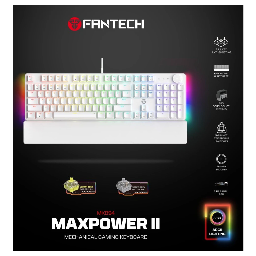 Tastatura Fantech MK894 RGB Maxpower II Gaming Žična sakura roze (speed grey switch) - Slika 6