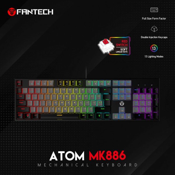 Tastatura Mehanička Gaming Fantech MK886 RGB Atom siva (Red switch)