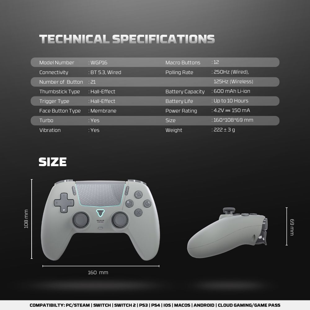 Joypad Fantech WGP16 Nova II sivi - Slika 7