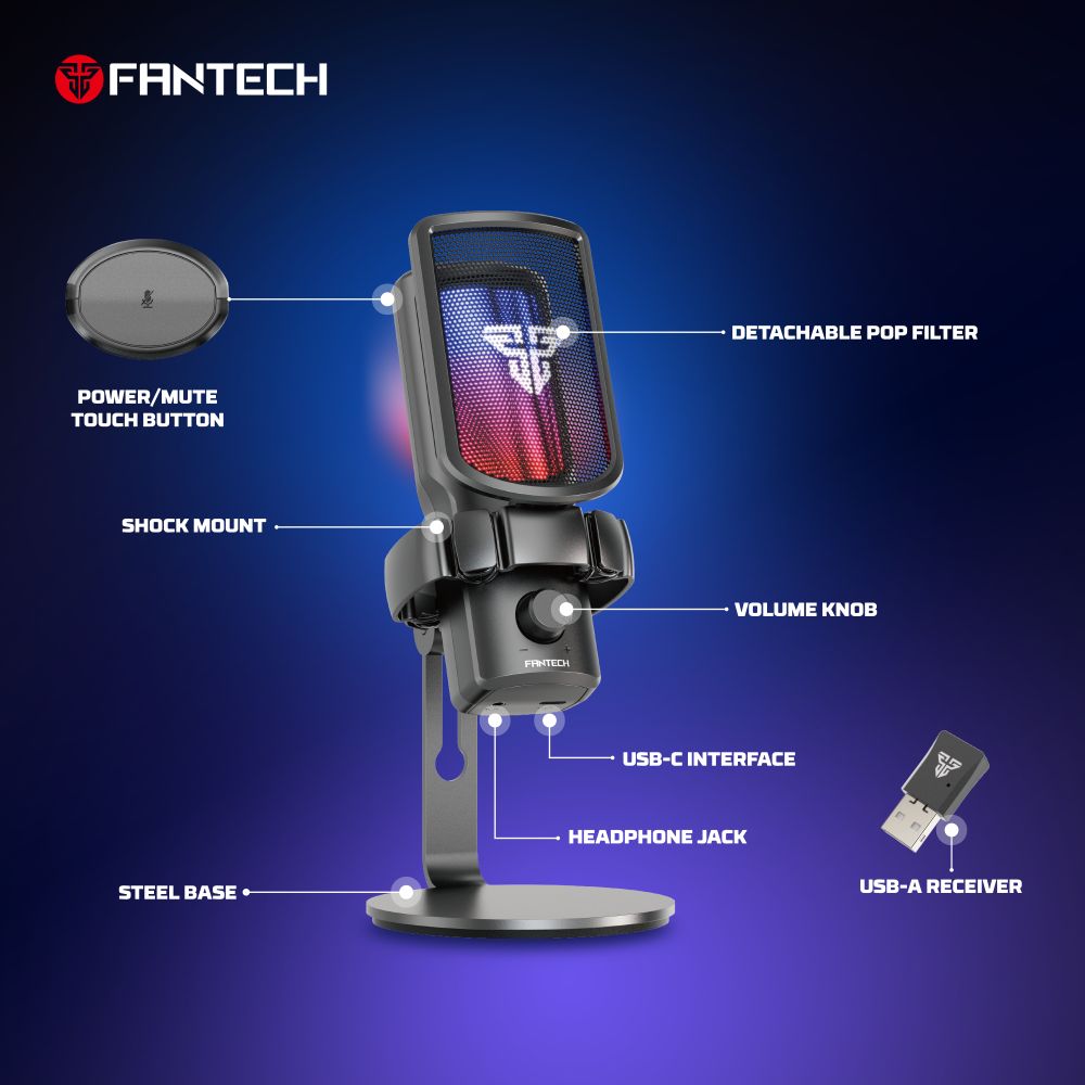 Mikrofon Fantech WMCX01 Leviosa Wave beli - Slika 10