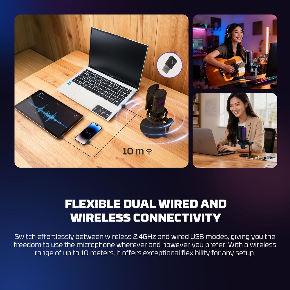 Mikrofon Fantech WMCX01 Leviosa Wave beli - Slika 7