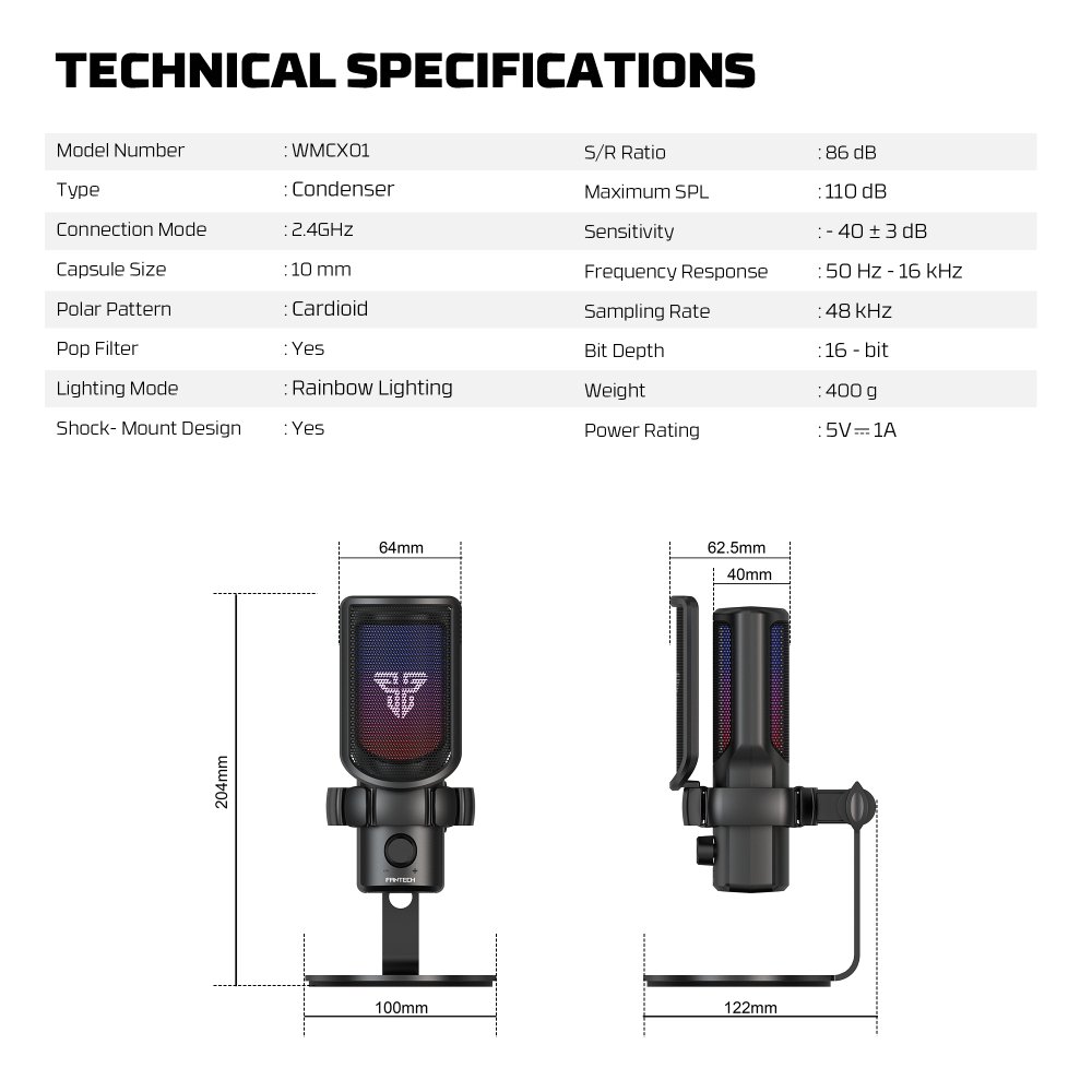 Mikrofon Fantech WMCX01 Leviosa Wave beli - Slika 6