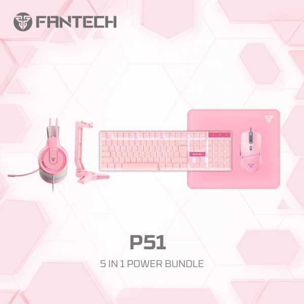 Tastatura 5u1 Fantech P51 Gaming Set Sakura roze